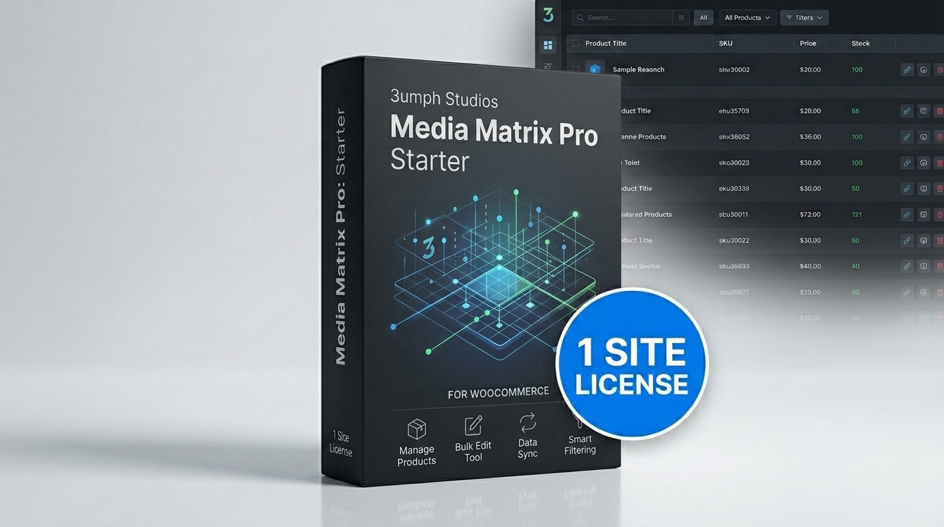 3umph Studios Media Matrix Pro starter package software box mockup